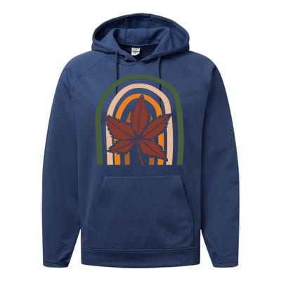 Autumn Fall Retro Rainbow Performance Fleece Hoodie