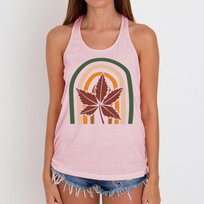 Autumn Fall Retro Rainbow Women's Knotted Racerback Tank