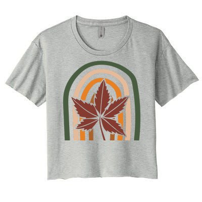 Autumn Fall Retro Rainbow Women's Crop Top Tee