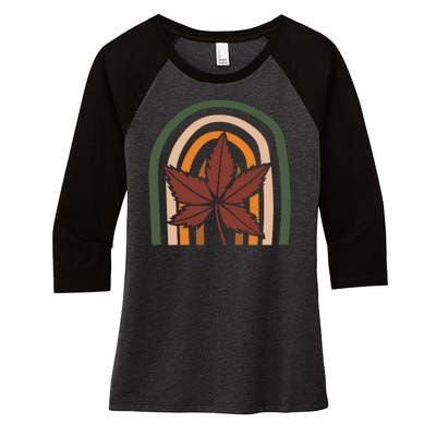 Autumn Fall Retro Rainbow Women's Tri-Blend 3/4-Sleeve Raglan Shirt