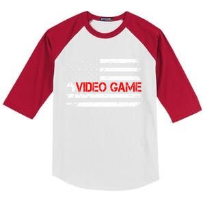 American Flag Retro Video Game Mom Dad Brother Gift Kids Colorblock Raglan Jersey