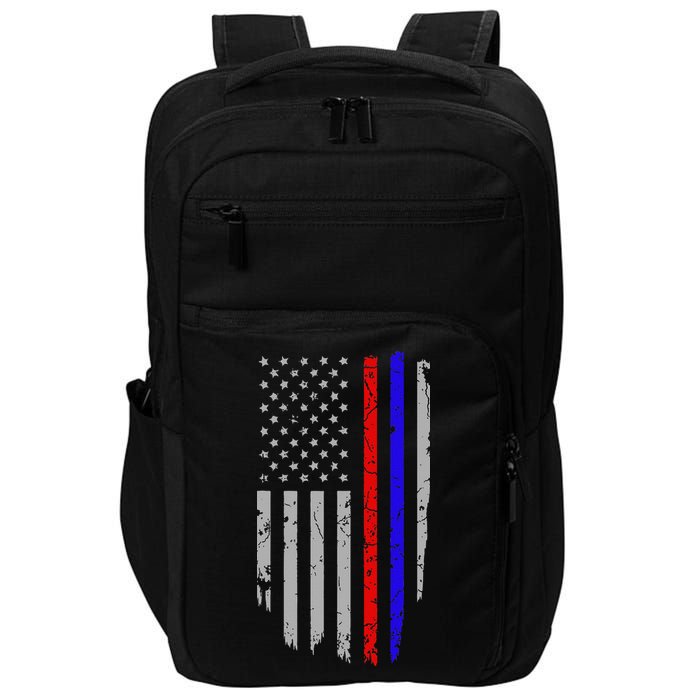 American Flag Red Blue Thin Line Apparel Firefighter Police Impact Tech Backpack
