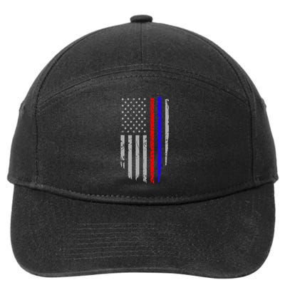 American Flag Red Blue Thin Line Apparel Firefighter Police 7-Panel Snapback Hat