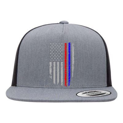 American Flag Red Blue Thin Line Apparel Firefighter Police Flat Bill Trucker Hat