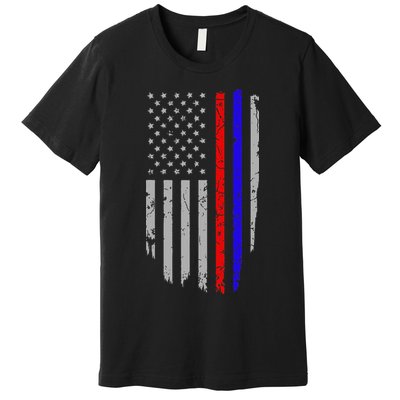 American Flag Red Blue Thin Line Apparel Firefighter Police Premium T-Shirt