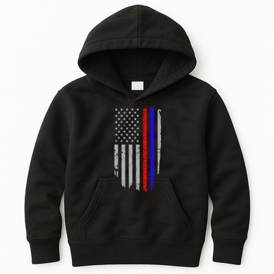 American Flag Red Blue Thin Line Apparel Firefighter Police Kids Hoodie