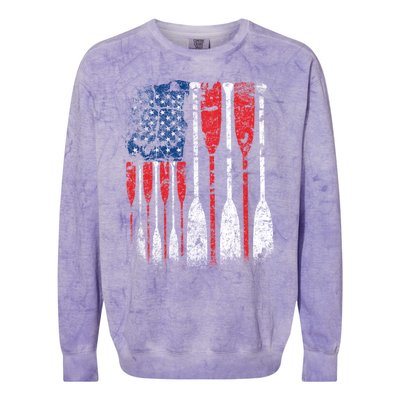 American Flag Rowing Oar Cute Us Row Crew 4th Of July Gift Colorblast Crewneck Sweatshirt