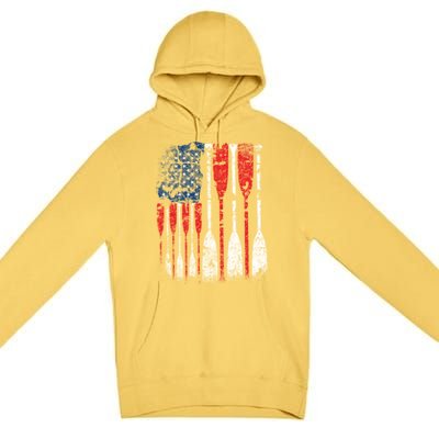 American Flag Rowing Oar Cute Us Row Crew 4th Of July Gift Premium Pullover Hoodie