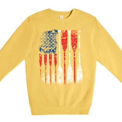 American Flag Rowing Oar Cute Us Row Crew 4th Of July Gift Premium Crewneck Sweatshirt