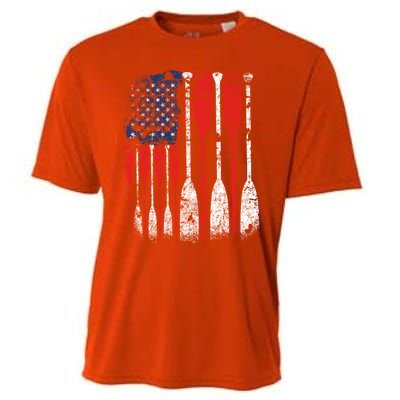 American Flag Rowing Oar Cute Us Row Crew 4th Of July Gift Cooling Performance Crew T-Shirt