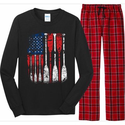 American Flag Rowing Oar Cute Us Row Crew 4th Of July Gift Long Sleeve Pajama Set