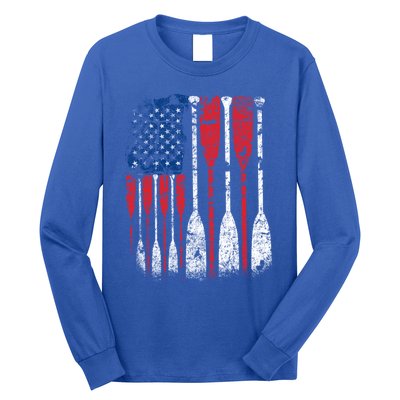 American Flag Rowing Oar Cute Us Row Crew 4th Of July Gift Long Sleeve Shirt