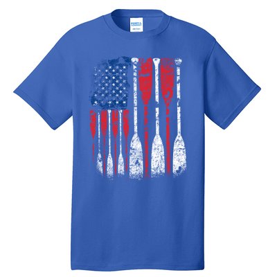 American Flag Rowing Oar Cute Us Row Crew 4th Of July Gift Tall T-Shirt