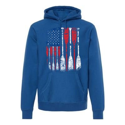 American Flag Rowing Oar Cute Us Row Crew 4th Of July Gift Premium Hoodie