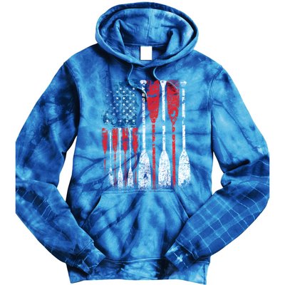 American Flag Rowing Oar Cute Us Row Crew 4th Of July Gift Tie Dye Hoodie