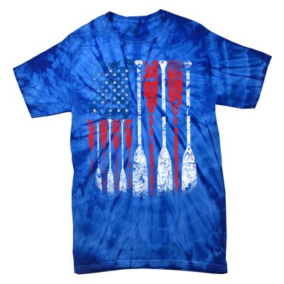 American Flag Rowing Oar Cute Us Row Crew 4th Of July Gift Tie-Dye T-Shirt