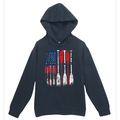 American Flag Rowing Oar Cute Us Row Crew 4th Of July Gift Urban Pullover Hoodie