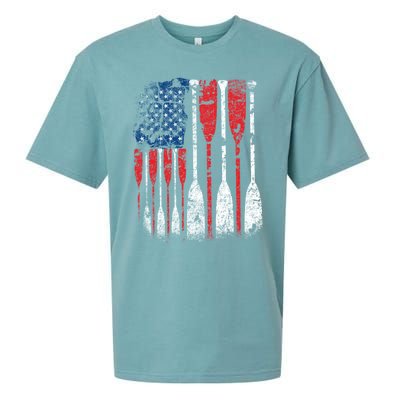 American Flag Rowing Oar Cute Us Row Crew 4th Of July Gift Sueded Cloud Jersey T-Shirt