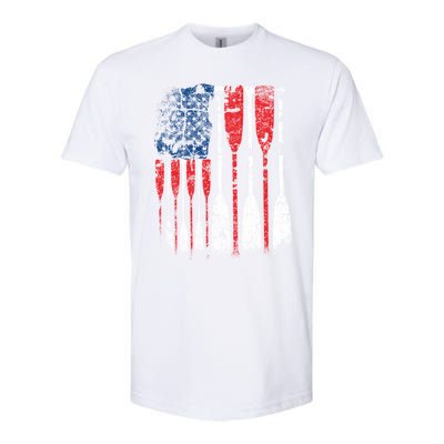 American Flag Rowing Oar Cute Us Row Crew 4th Of July Gift Softstyle CVC T-Shirt