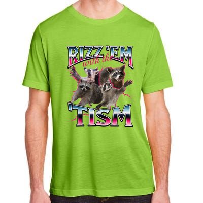 Autism Funny Rizz Em With The Tism Meme Autistic Racoon Adult ChromaSoft Performance T-Shirt