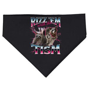 Autism Funny Rizz Em With The Tism Meme Autistic Racoon USA-Made Doggie Bandana