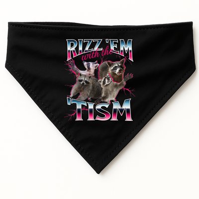 Autism Funny Rizz Em With The Tism Meme Autistic Racoon USA-Made Doggie Bandana