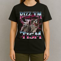 Autism Funny Rizz Em With The Tism Meme Autistic Racoon T-Shirt