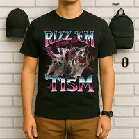 Autism Funny Rizz Em With The Tism Meme Autistic Racoon T-Shirt