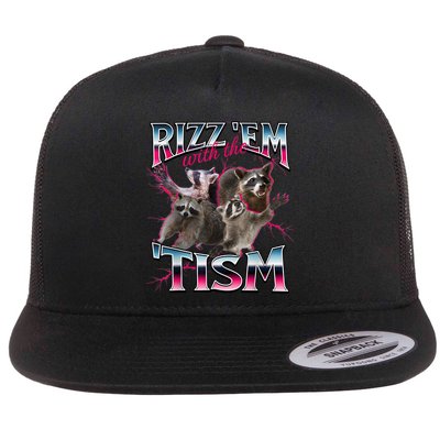 Autism Funny Rizz Em With The Tism Meme Autistic Racoon Flatbill Hat