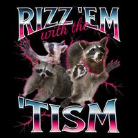 Autism Funny Rizz Em With The Tism Meme Autistic Racoon 16 in Basic Backpack