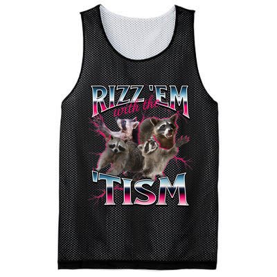 Autism Funny Rizz Em With The Tism Meme Autistic Racoon Mesh Reversible Basketball Jersey Tank