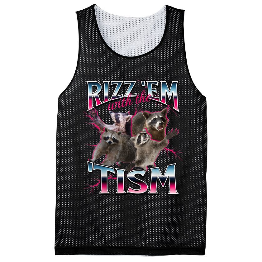 Autism Funny Rizz Em With The Tism Meme Autistic Racoon Mesh Reversible Basketball Jersey Tank