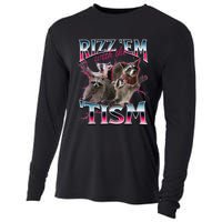 Autism Funny Rizz Em With The Tism Meme Autistic Racoon Cooling Performance Long Sleeve Crew