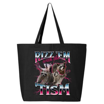 Autism Funny Rizz Em With The Tism Meme Autistic Racoon 25L Jumbo Tote