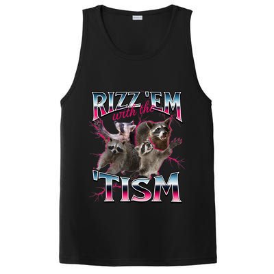 Autism Funny Rizz Em With The Tism Meme Autistic Racoon PosiCharge Competitor Tank