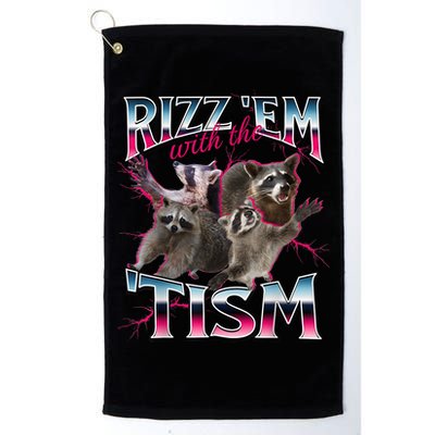 Autism Funny Rizz Em With The Tism Meme Autistic Racoon Golf Towel