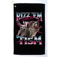Autism Funny Rizz Em With The Tism Meme Autistic Racoon Golf Towel