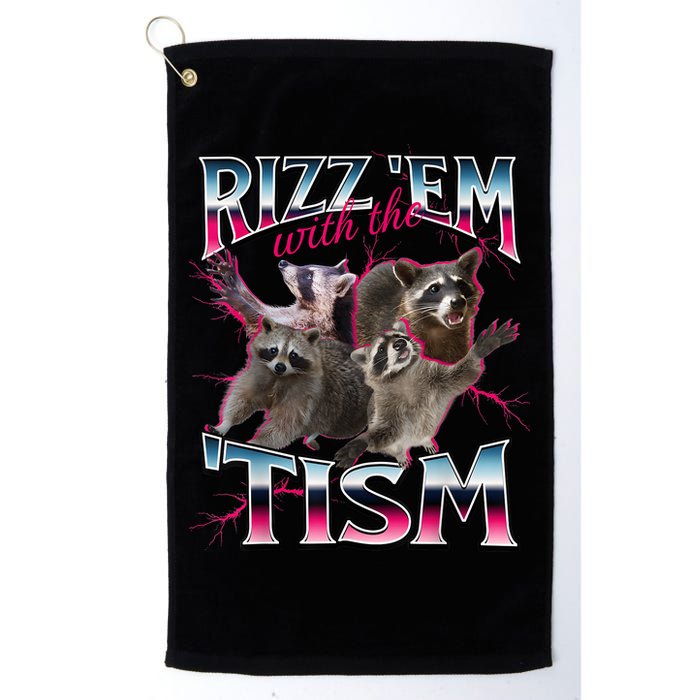Autism Funny Rizz Em With The Tism Meme Autistic Racoon Golf Towel