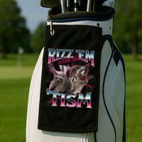 Autism Funny Rizz Em With The Tism Meme Autistic Racoon Golf Towel