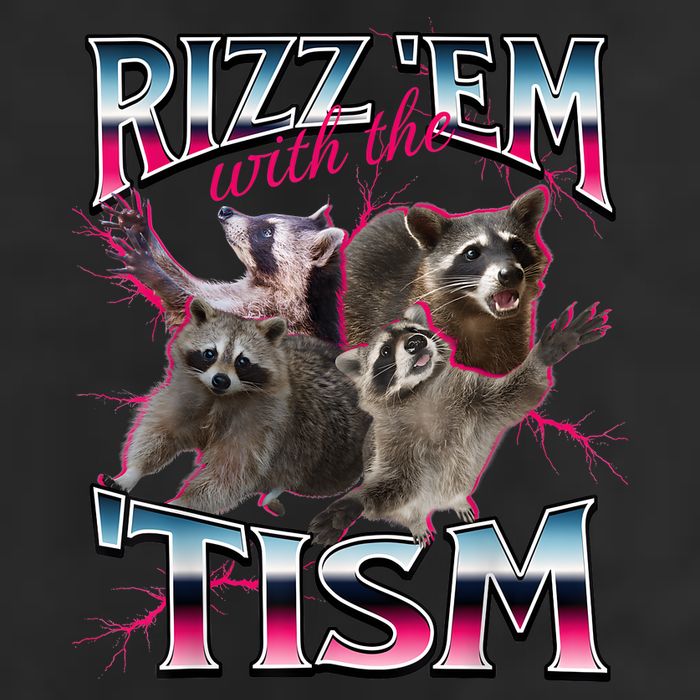 Autism Funny Rizz Em With The Tism Meme Autistic Racoon Golf Towel