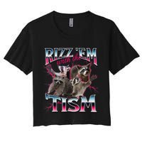 Autism Funny Rizz Em With The Tism Meme Autistic Racoon Women's Crop Top Tee