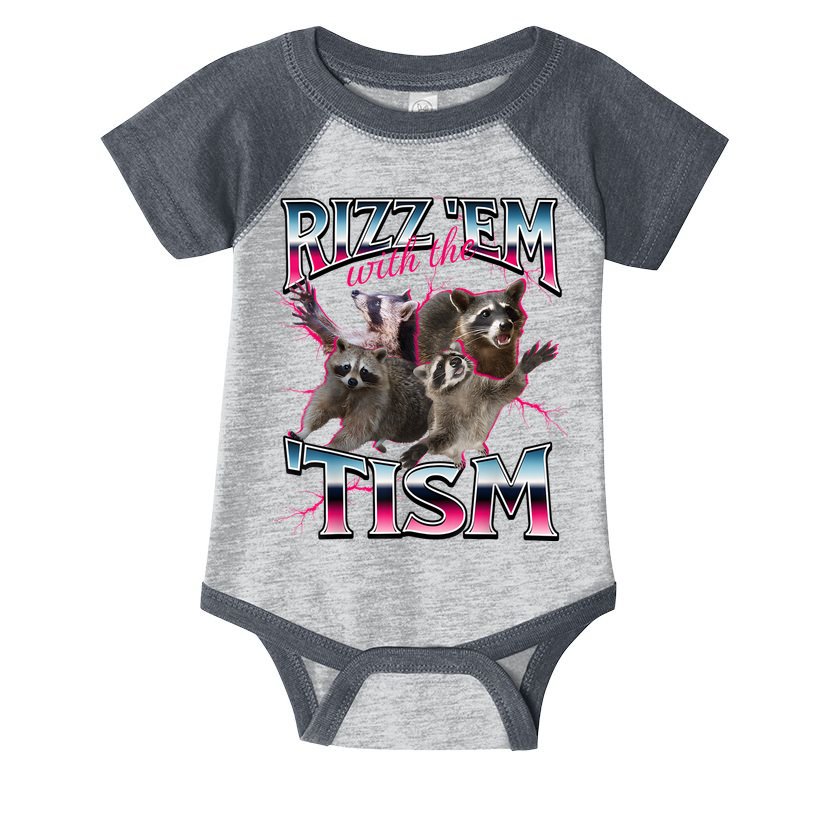 Autism Funny Rizz Em With The Tism Meme Autistic Racoon Infant Baby Jersey Bodysuit