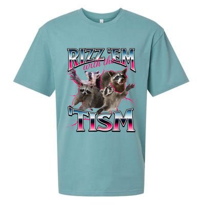 Autism Funny Rizz Em With The Tism Meme Autistic Racoon Sueded Cloud Jersey T-Shirt