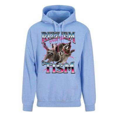 Autism Funny Rizz Em With The Tism Meme Autistic Racoon Unisex Surf Hoodie