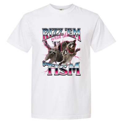 Autism Funny Rizz Em With The Tism Meme Autistic Racoon Garment-Dyed Heavyweight T-Shirt