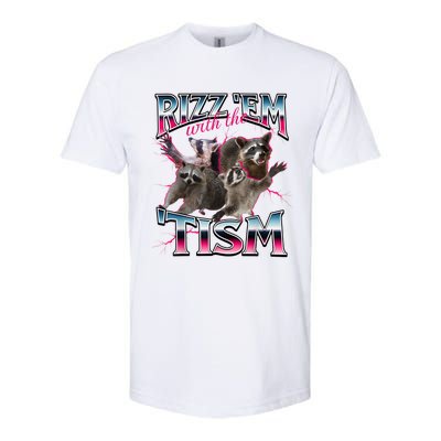 Autism Funny Rizz Em With The Tism Meme Autistic Racoon Softstyle CVC T-Shirt