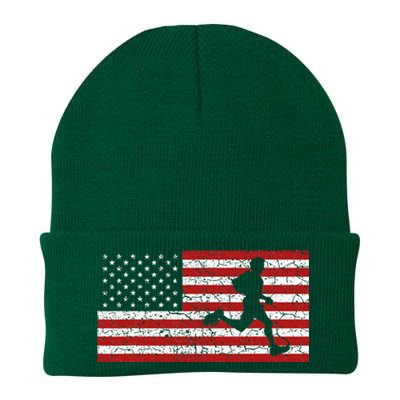 American Flag Running Runner Knit Cap Winter Beanie