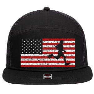 American Flag Running Runner 7 Panel Mesh Trucker Snapback Hat