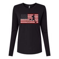 American Flag Running Runner Womens Cotton Relaxed Long Sleeve T-Shirt