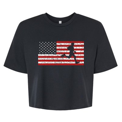 American Flag Running Runner Bella+Canvas Jersey Crop Tee